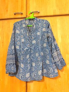 Blue Floral Print Kurta