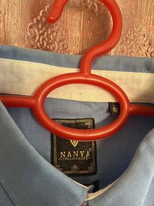 Men's Blue Long Sleeve Button-Up Shirt