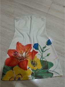 Strapless Floral Print Dress