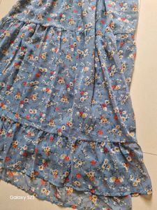 Printed Cloudy Blue Maxi Dress