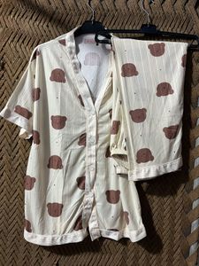 Cute Bear Print Pajama Set