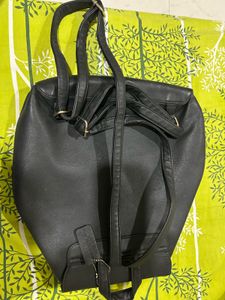Chic Black Faux Leather Backpack