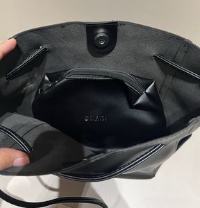 Chic Black Faux Leather Bucket Bag