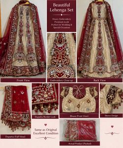 ✨ Heavy Embroidered Maroon &amp; Golden Bridal Lehenga