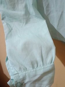 Light Blue Cropped Button-Up Shirt