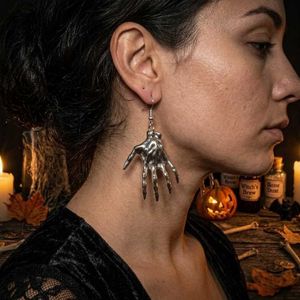 Gothic Spooky Skeleton Hand Dangle Earrings