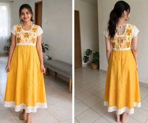 Yellow Embroidered Kurti