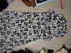 Stylish Black and White Printed Dress