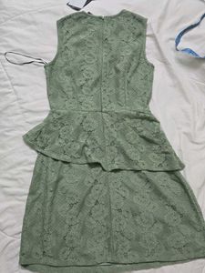 Lace sage green Peplum Dress