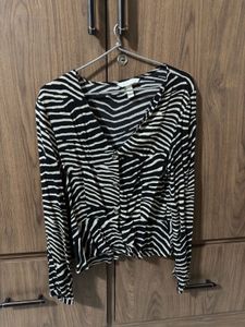 Chic Zebra Print Button-Up Top
