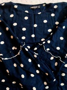 Navy Blue Polka Dot Top