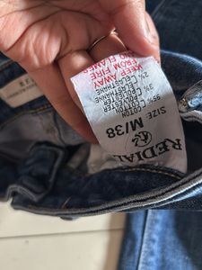 vintage dark blue split hem Denim Jeans