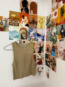 Solid Tan Ribbed Tank Top
