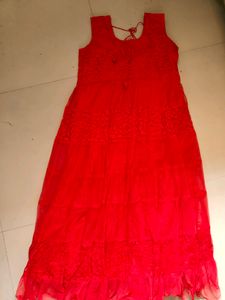 Red Aarkali Suit