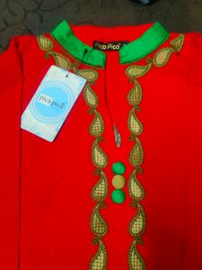 Red Woollen Straight Kurta For Women