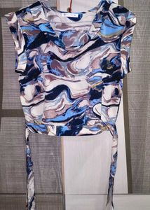 Stylish Abstract Print Wrap Top