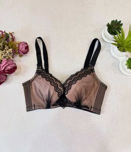 Sheer Black Lace Trim Bra