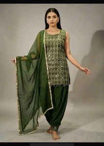 Elegant Green Sequin Salwar Suit