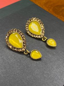 Yellow Teardrop Dangle Earrings