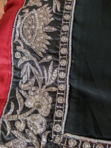 Brand New Black Chiffon Saree .