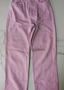 Chic Pastel Pink Wide-Leg Jeans