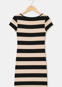 Striped Short Sleeve Scoop Neck Dress 🖤