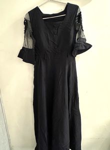 Elegant Black Sheer Sleeve Dress