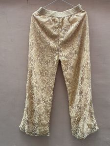 Elegant Gold Lace Palazzo Pants