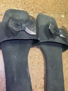 Sparkly Bow Slides