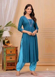 BrandNew Teal Blue CottonKurti+SkyBlueSalwar