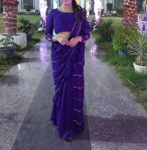 Purple Ready To Wear Georgette Heavy Saree