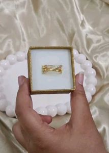 Criss Cross Gold Adjustable Ring