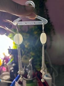 Elegant White Stone Dangle Earrings