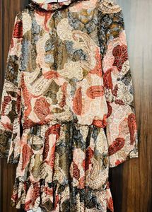 Boho Paisley Print Ruffle Dress