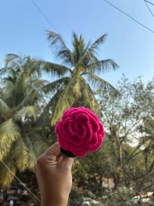 Handmade Crocheted Pink Rose
