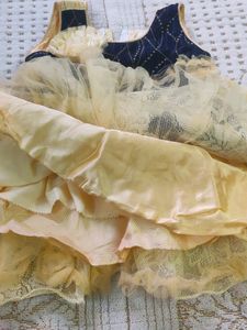 Baby Girl Frock Blue And Cream Colour