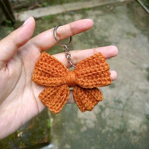 Handmade Crochet Bow Keychain