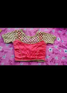 Designer Pink &amp; Gold Lace Blouse
