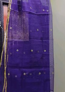 Elegant Purple Dupatta with Gold Motifs