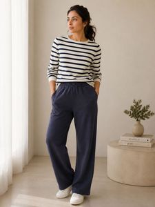 Navy Wide Leg Lounge Pants/ Track Pants