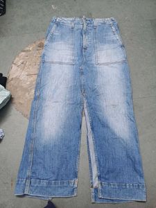 Blue Denim Wide Leg Pants