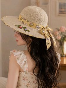Charming Woven Sun Hat with Cute Ribbon