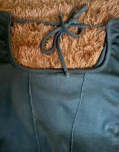 Ribbed Corset Style Long Sleeve Top