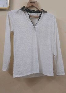 White Fendi Patterned Long Sleeve Tshrit