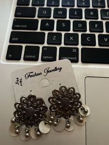 Boho Oxidized Silver Jhumka Earrings
