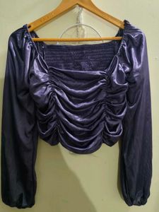 Purple Ruched Long Sleeve Top