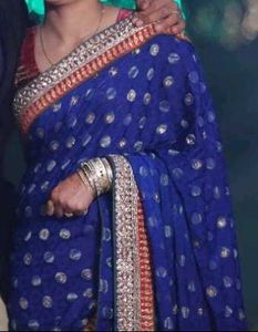Elegant Blue Saree with Embellished Border