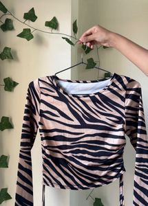Zebra Print Long Sleeve Top