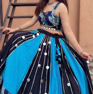 Vibrant Blue & Black Lehenga Choli