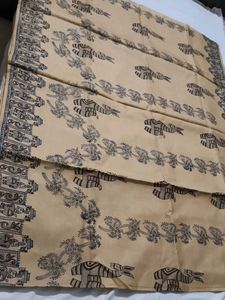 Bishnupuri Katan Silk BlockPrint Traditional Saree